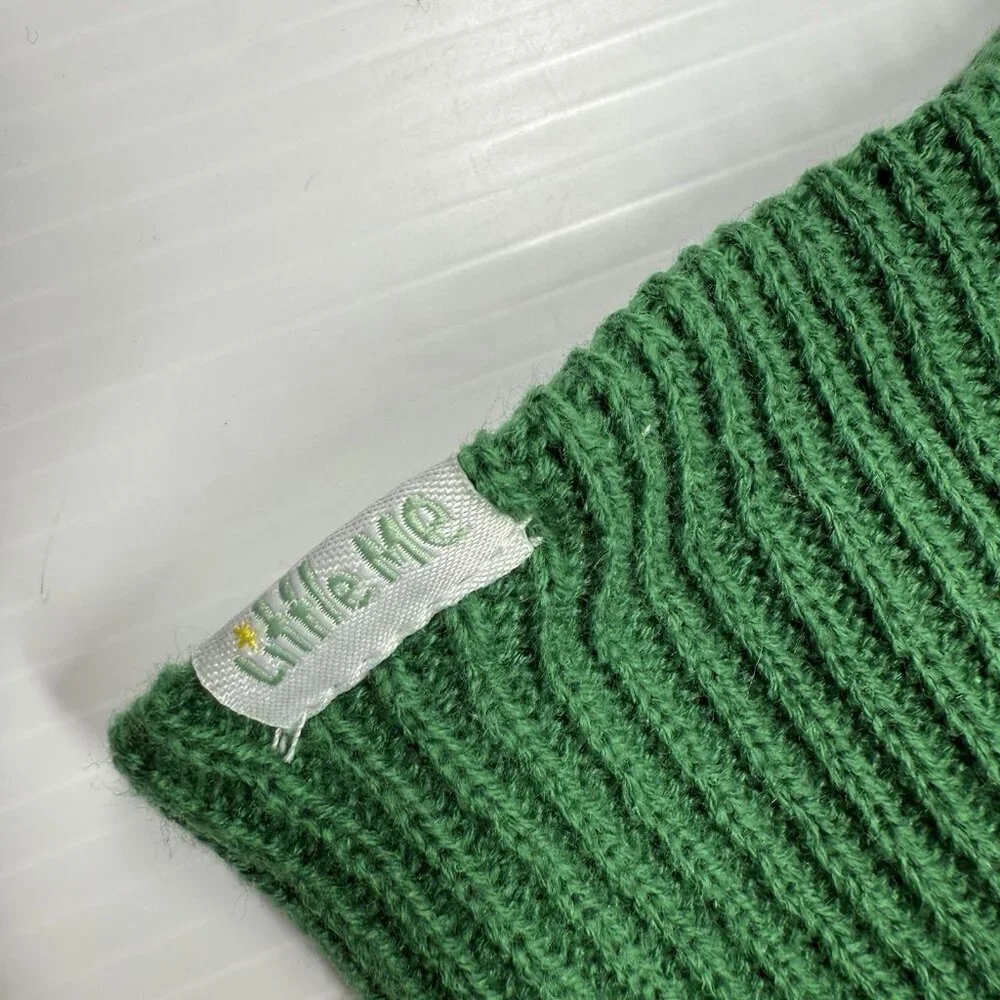 Little Me Reindeer Knit Hat 12-24M Green Red Pom Christmas Winter Beanie New NWT